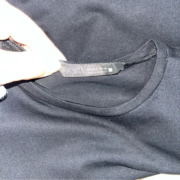 Zara Shoulder Pad Midi Dress Full Skirt Sand / Black - Picture 13 of 15